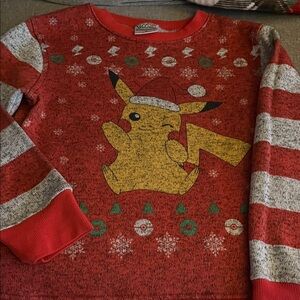 Pokemon Red and Gray Pikachu Sweater
